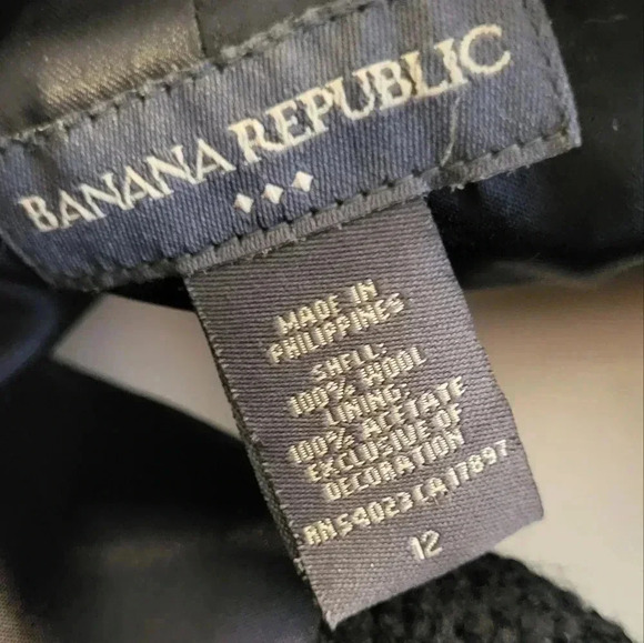 Banana Republic Black Tweed Wool Fully Lined Minimalist Career Wear Suit(12/14) - Picture 12 of 14